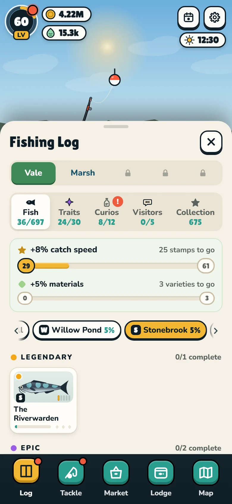 The Fishing Log, with a legendary fish stamped
